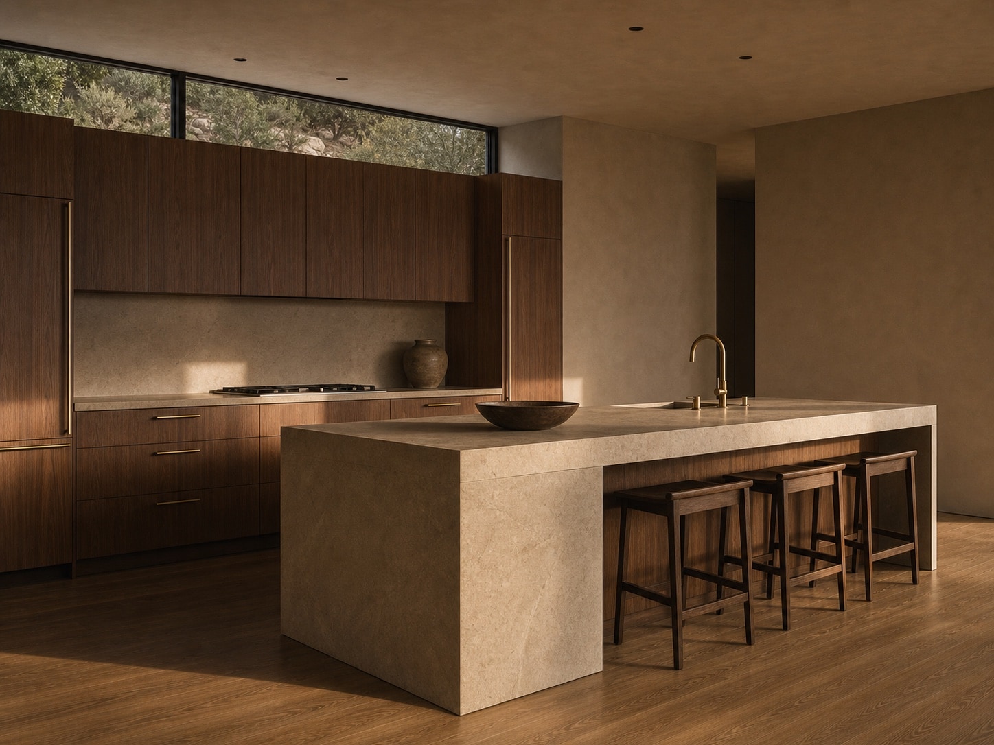 Open kitchen with stone island