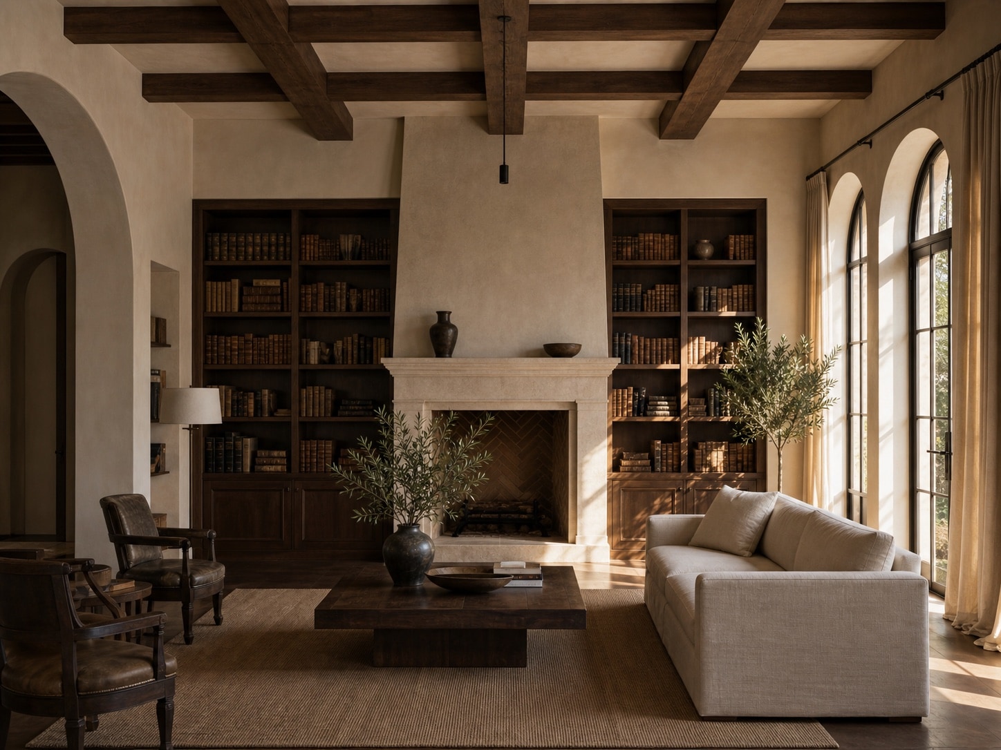 Great room and library wing