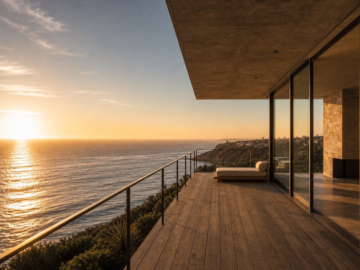Cantilevered terrace facing the ocean